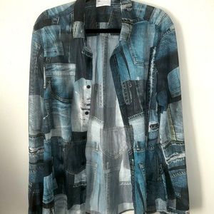 New denim print see thru shirt from asos size XL but fits smaller fitted